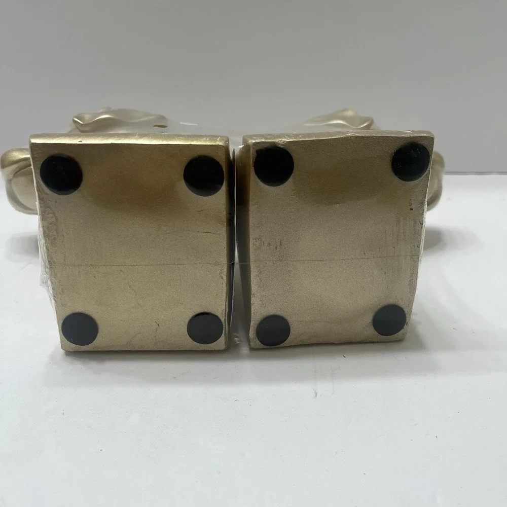 Goldtone Dog Head Bookends Resin 6.25x5